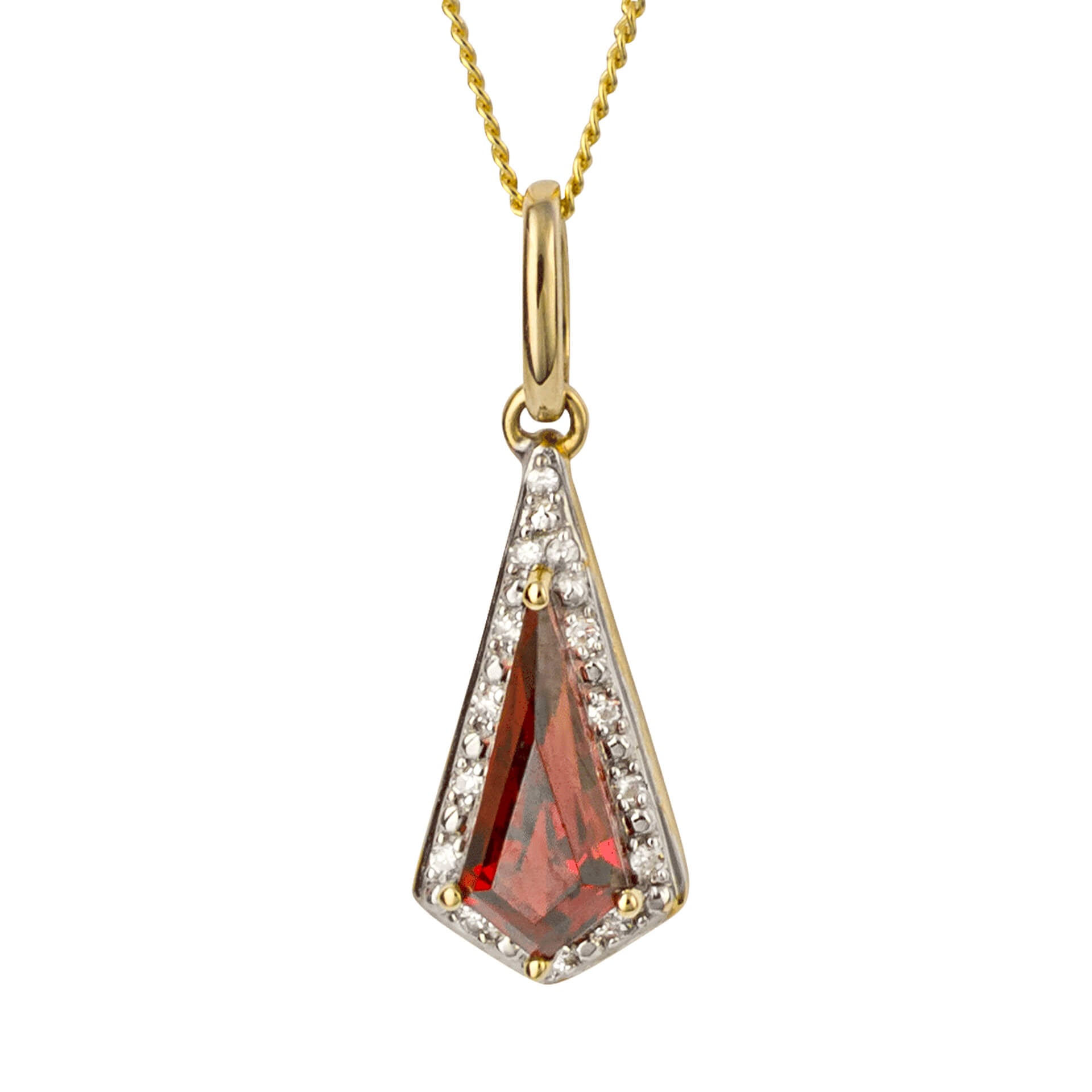 Trapeze Cut Garnet Pendant with Diamond