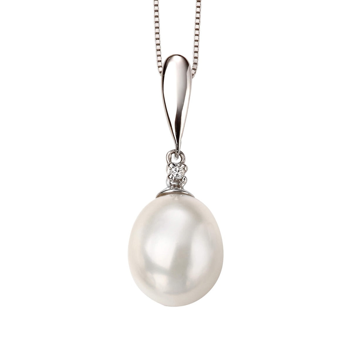 Freshwater Pearl and Diamond Drop Pendant