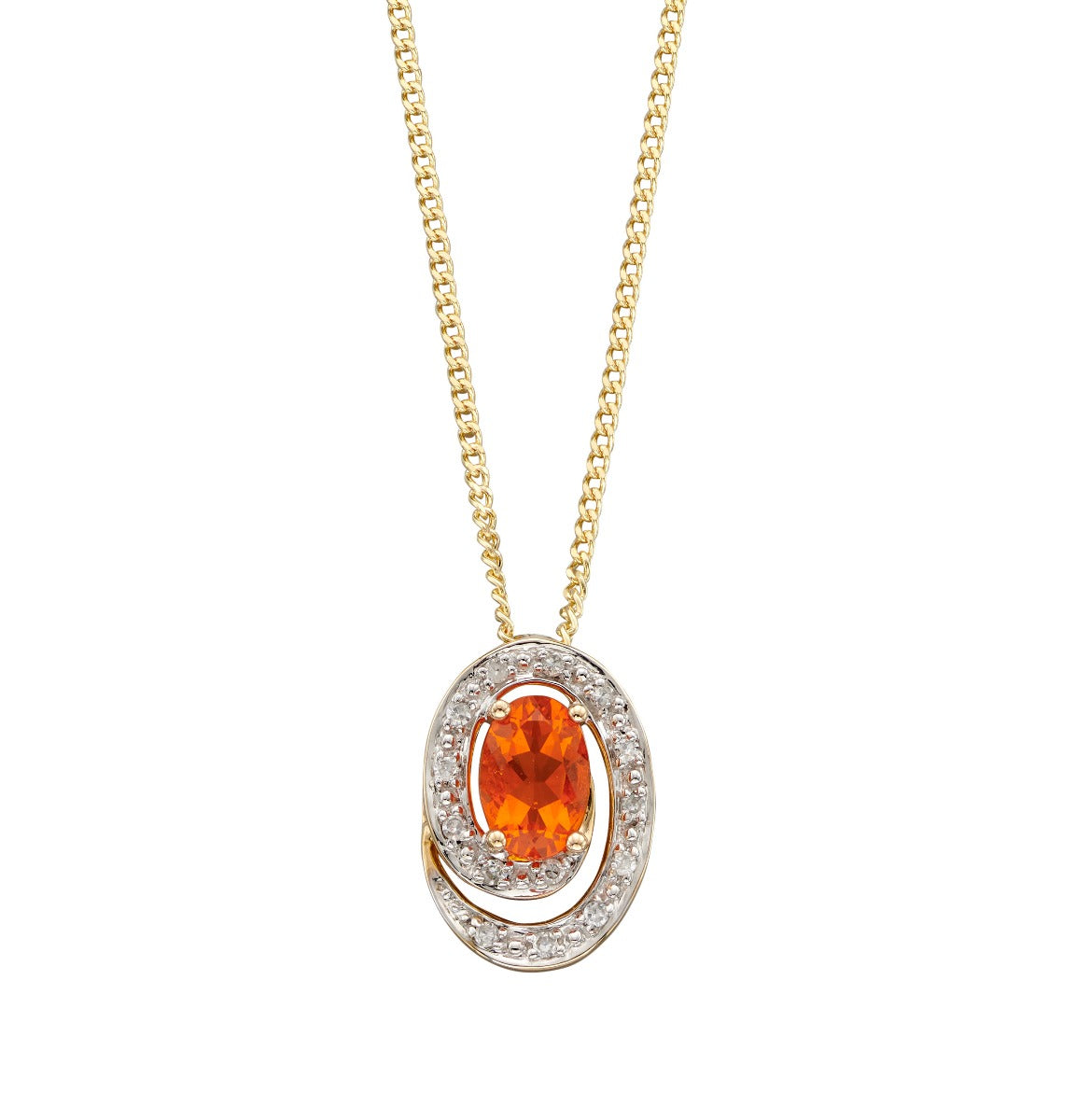 Fire Opal Swirl Pendant with Diamond