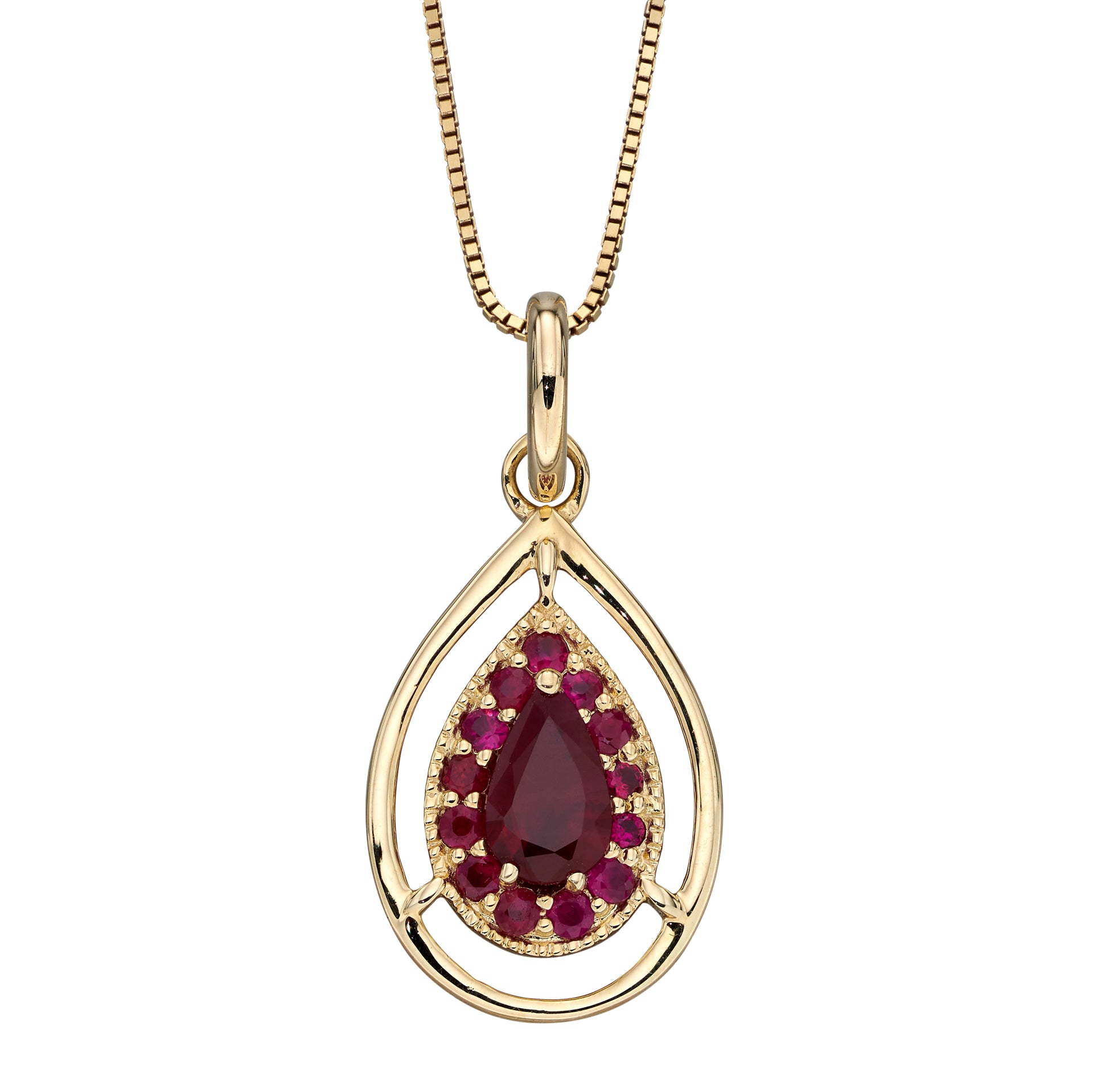 Cut Out Teardrop Pendant with Precious Stone