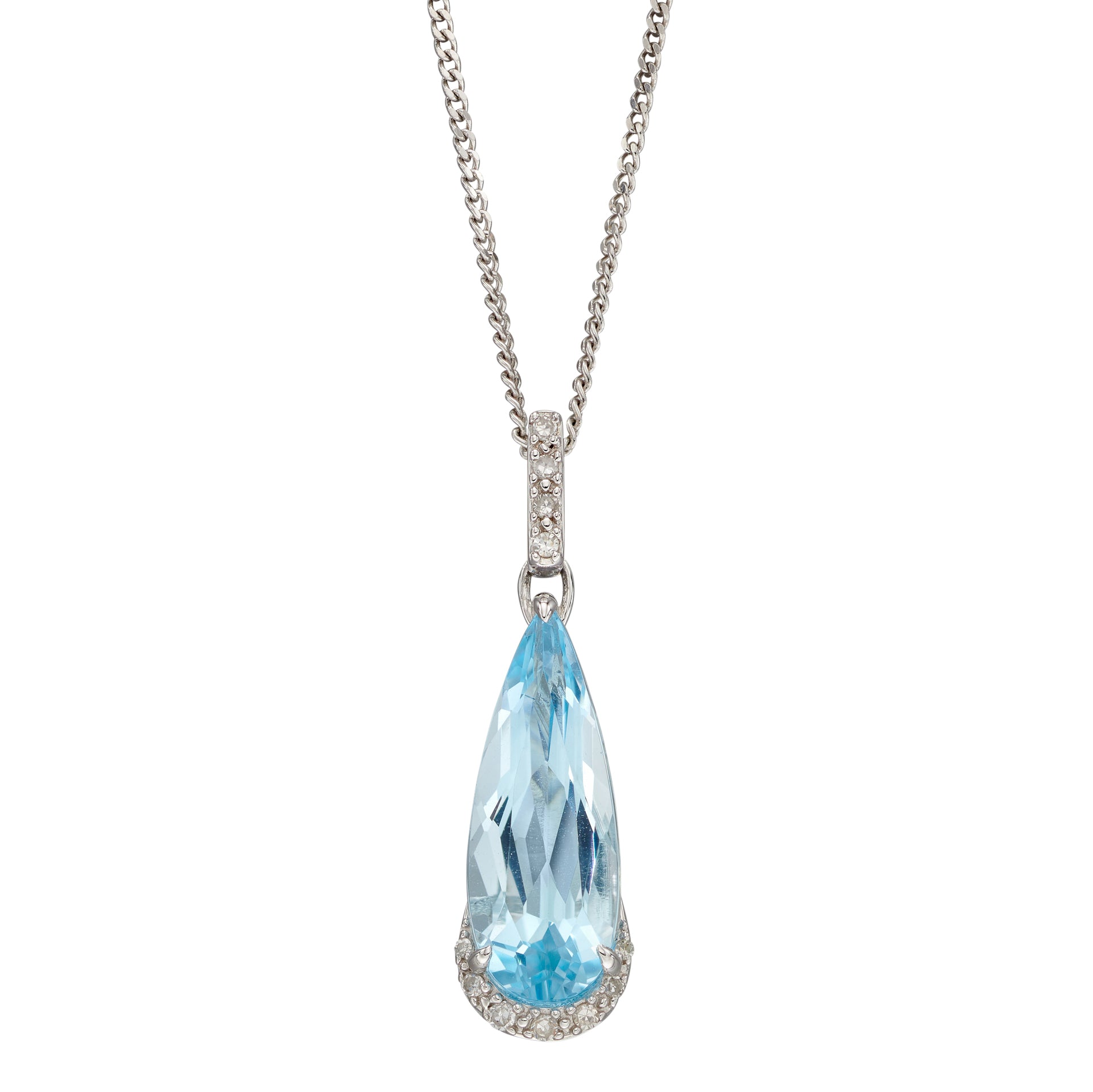 Elongated Semi-Precious Teardrop Pendant with Diamond
