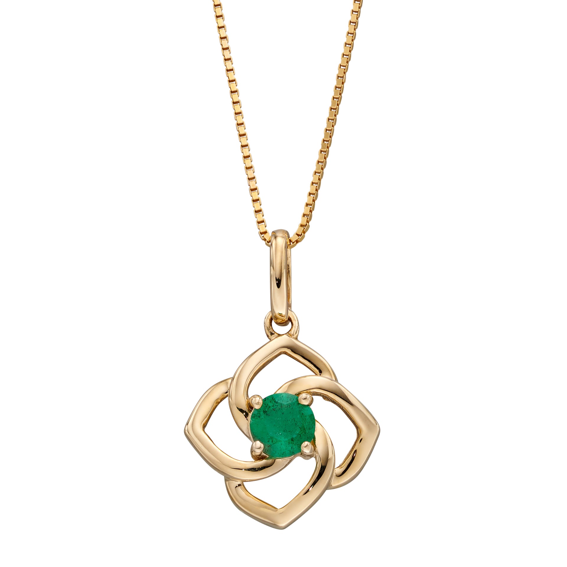 Cut Out Flower Pendant with Emerald