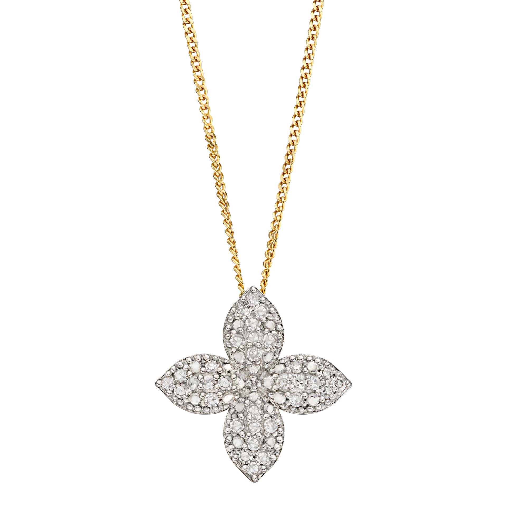 Puffed Flower Pendant with Diamonds