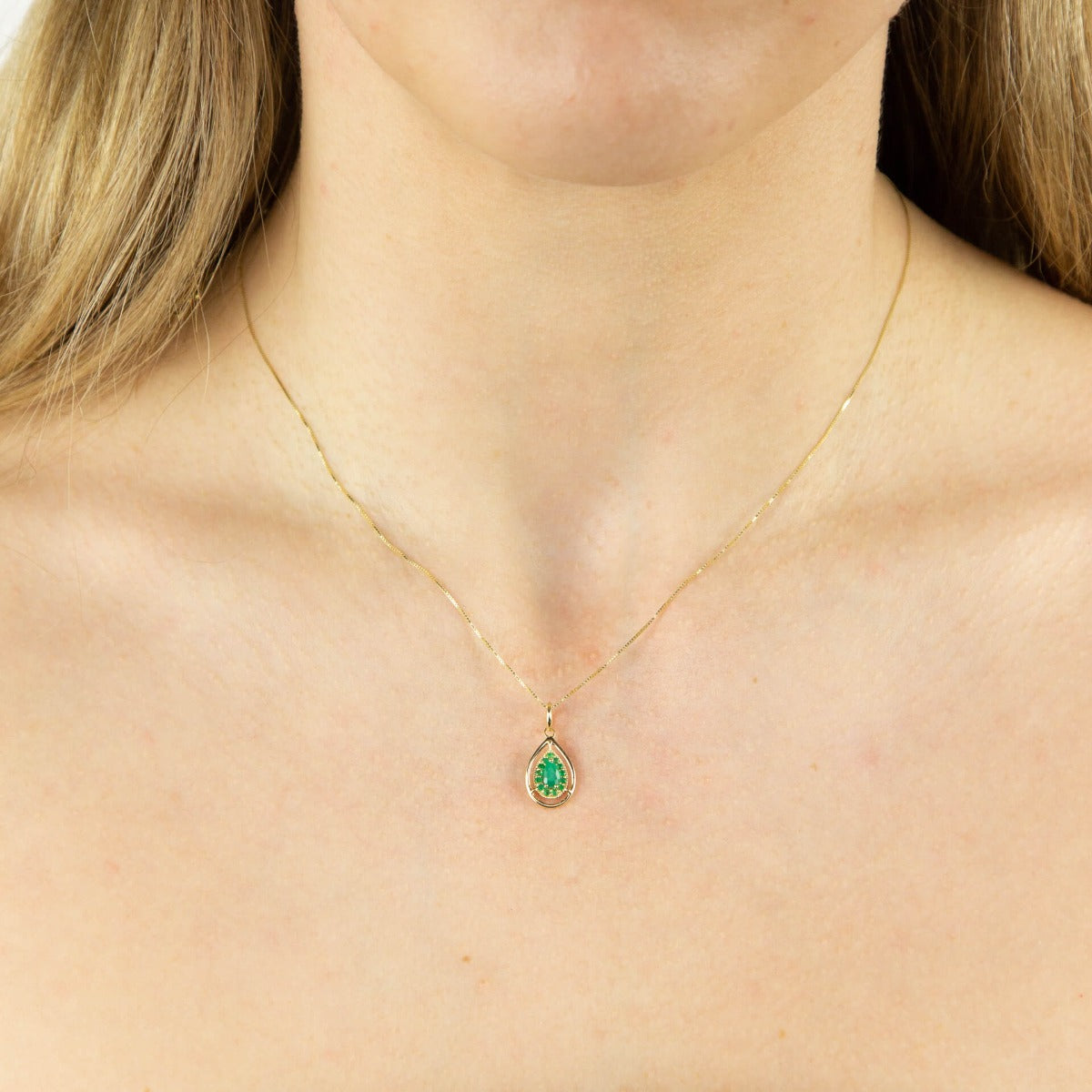 Cut Out Teardrop Pendant with Precious Stone