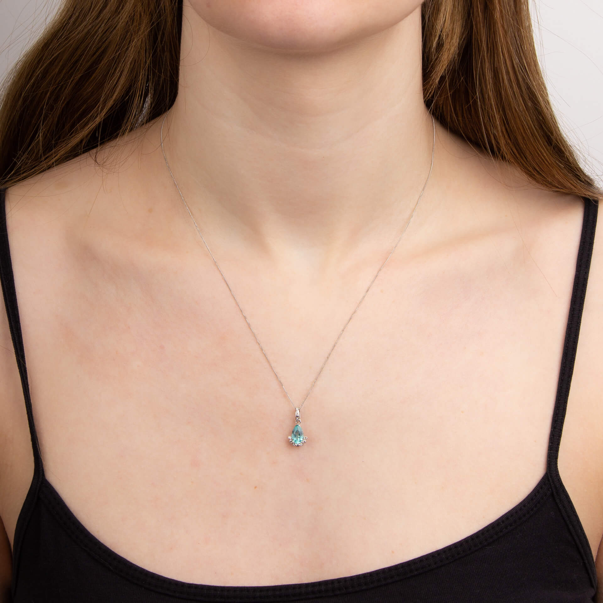 Teardrop Apatite Pendant with Diamond