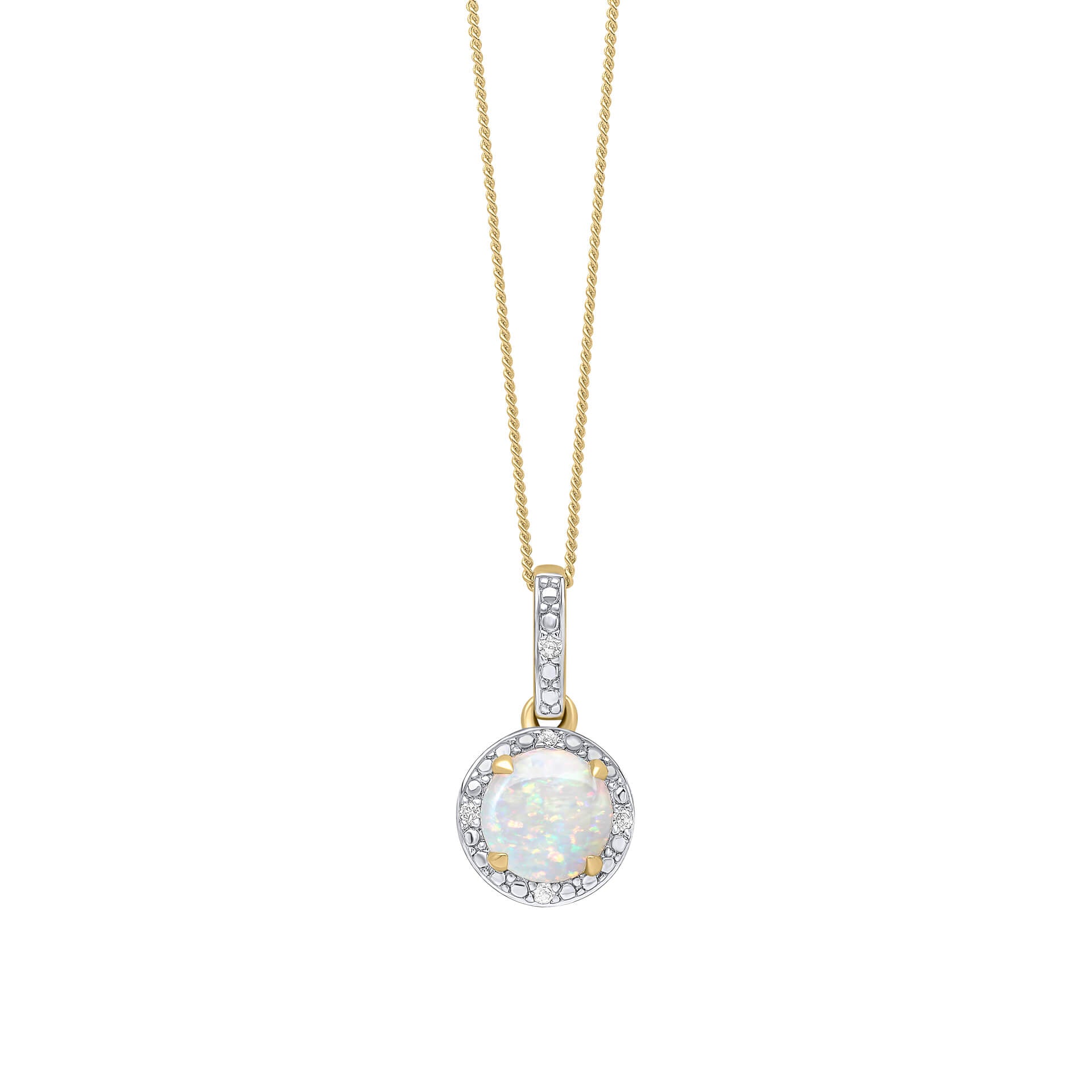 Round Diamond Surround Opal Pendant