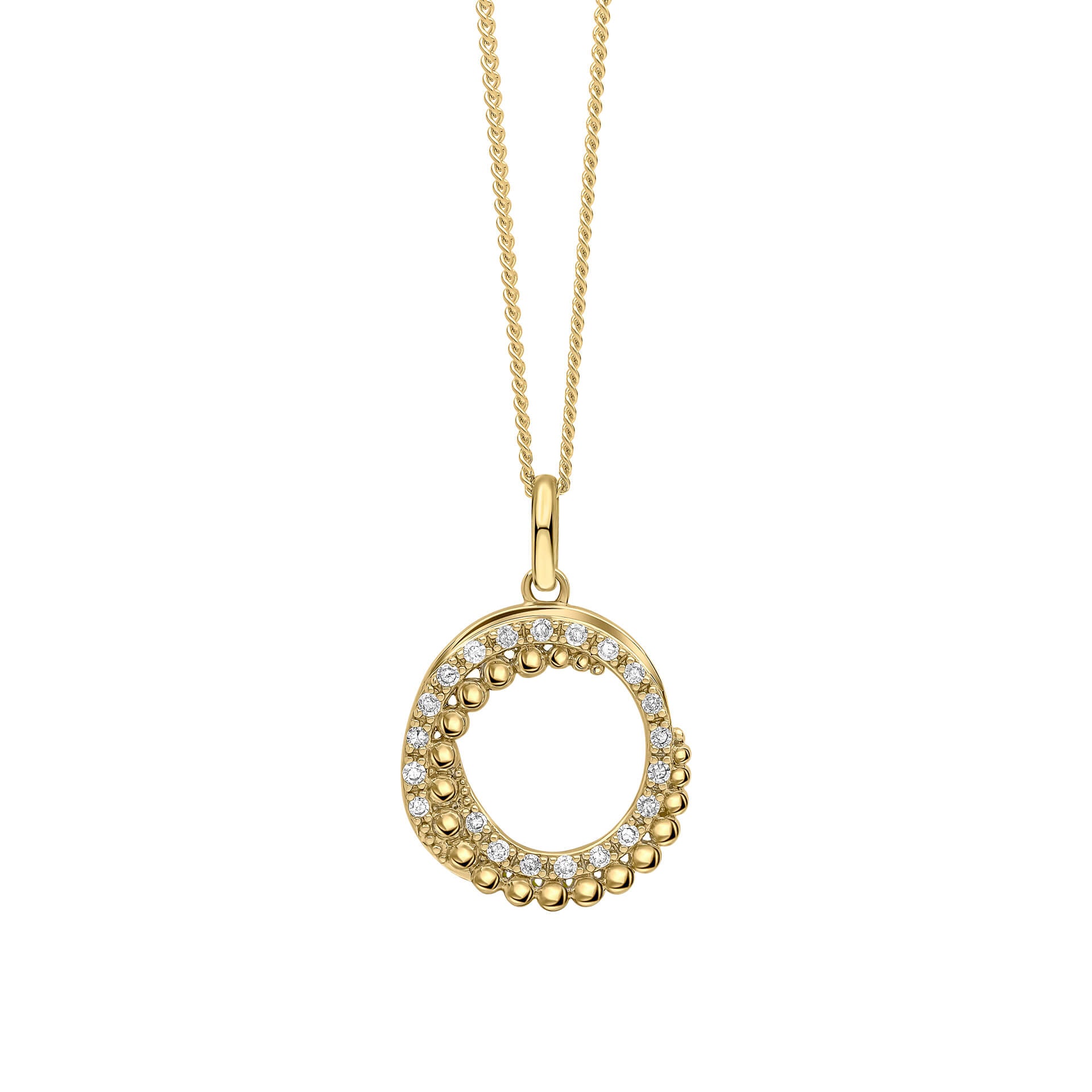 Diamond and Stippled Edge Swirl Pendant