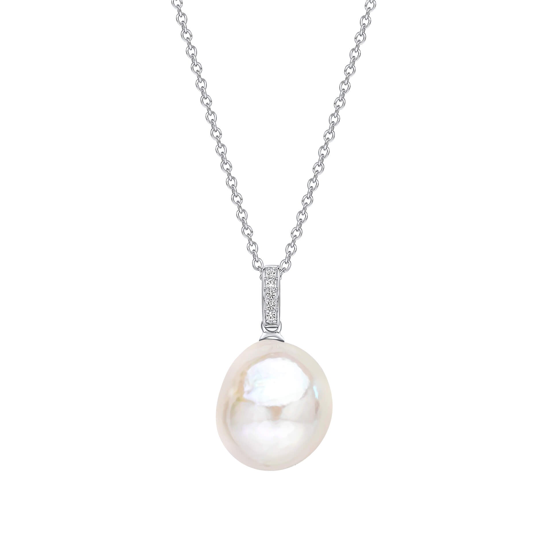 Oversized Baroque Pearl and White Topaz Detail Pendant