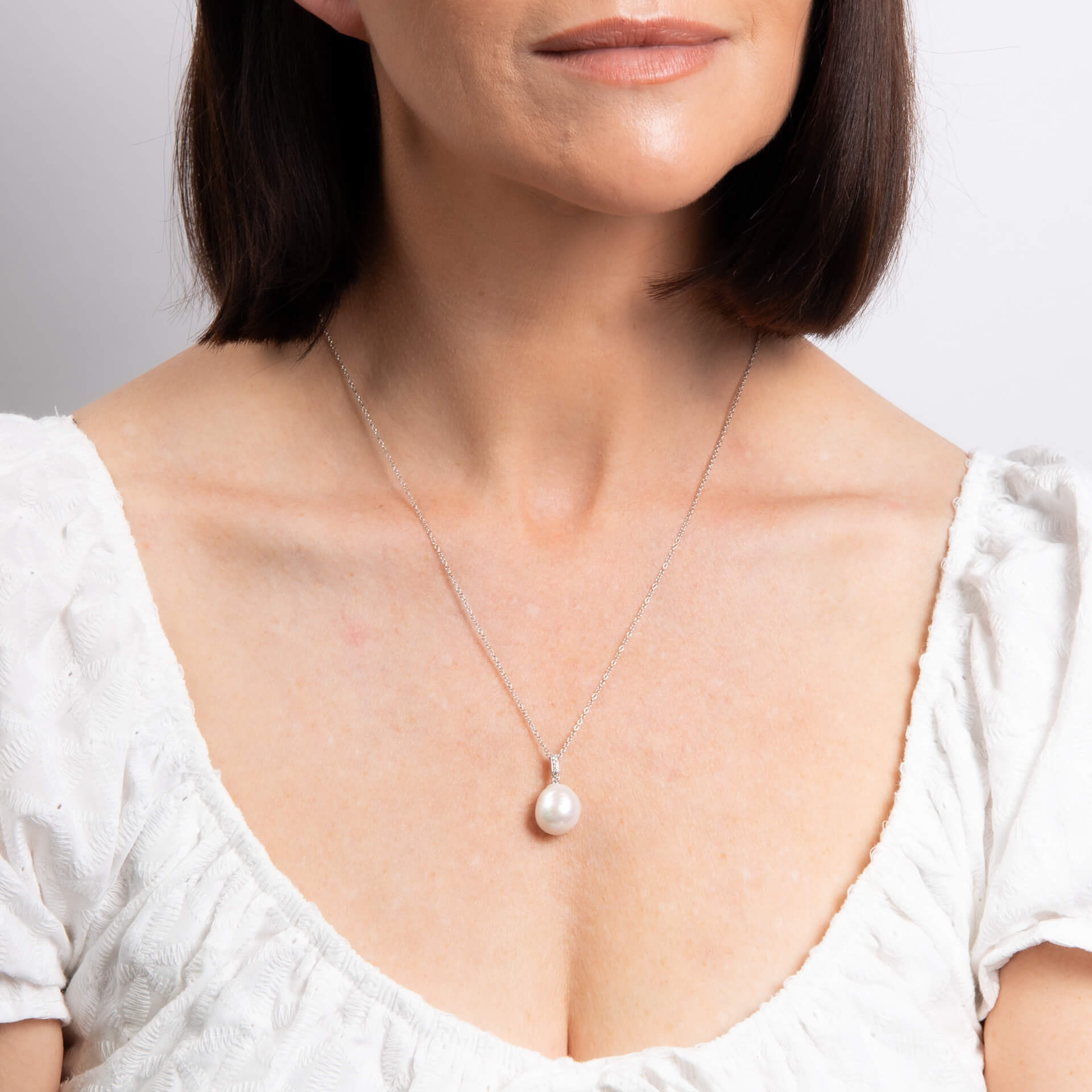 Oversized Baroque Pearl and White Topaz Detail Pendant