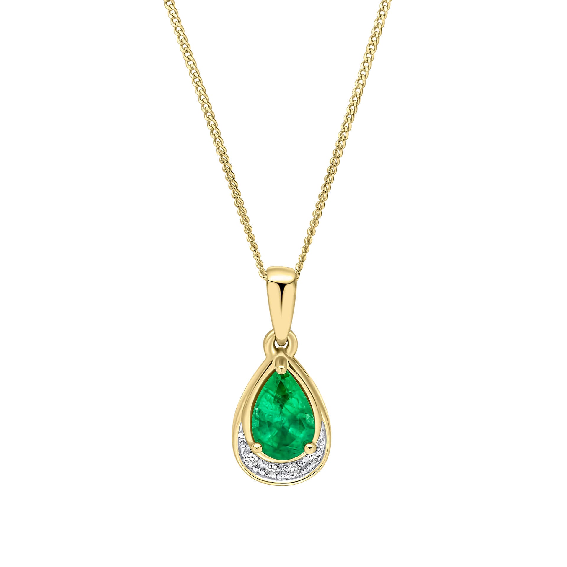 Teardrop Emerald and Diamond Pendant