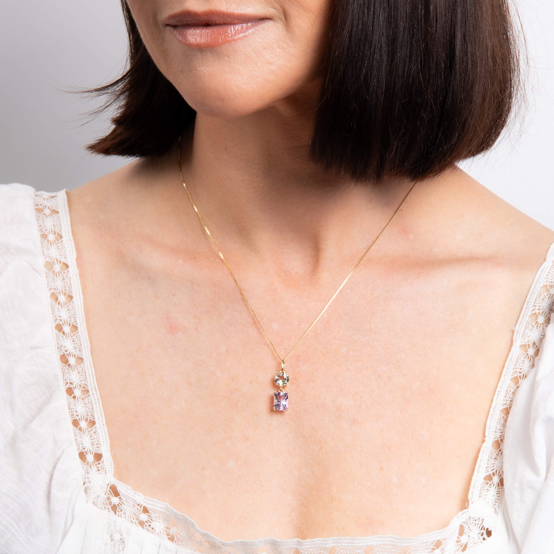 Toi et Moi Quartz and Amethyst Pendant