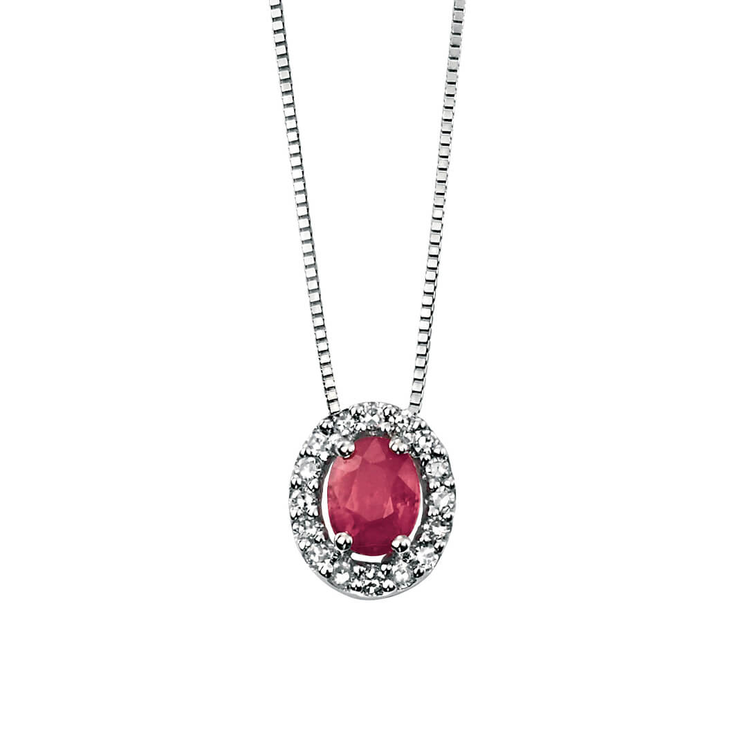 Precious Stone Pendant with Diamond Cluster Surround