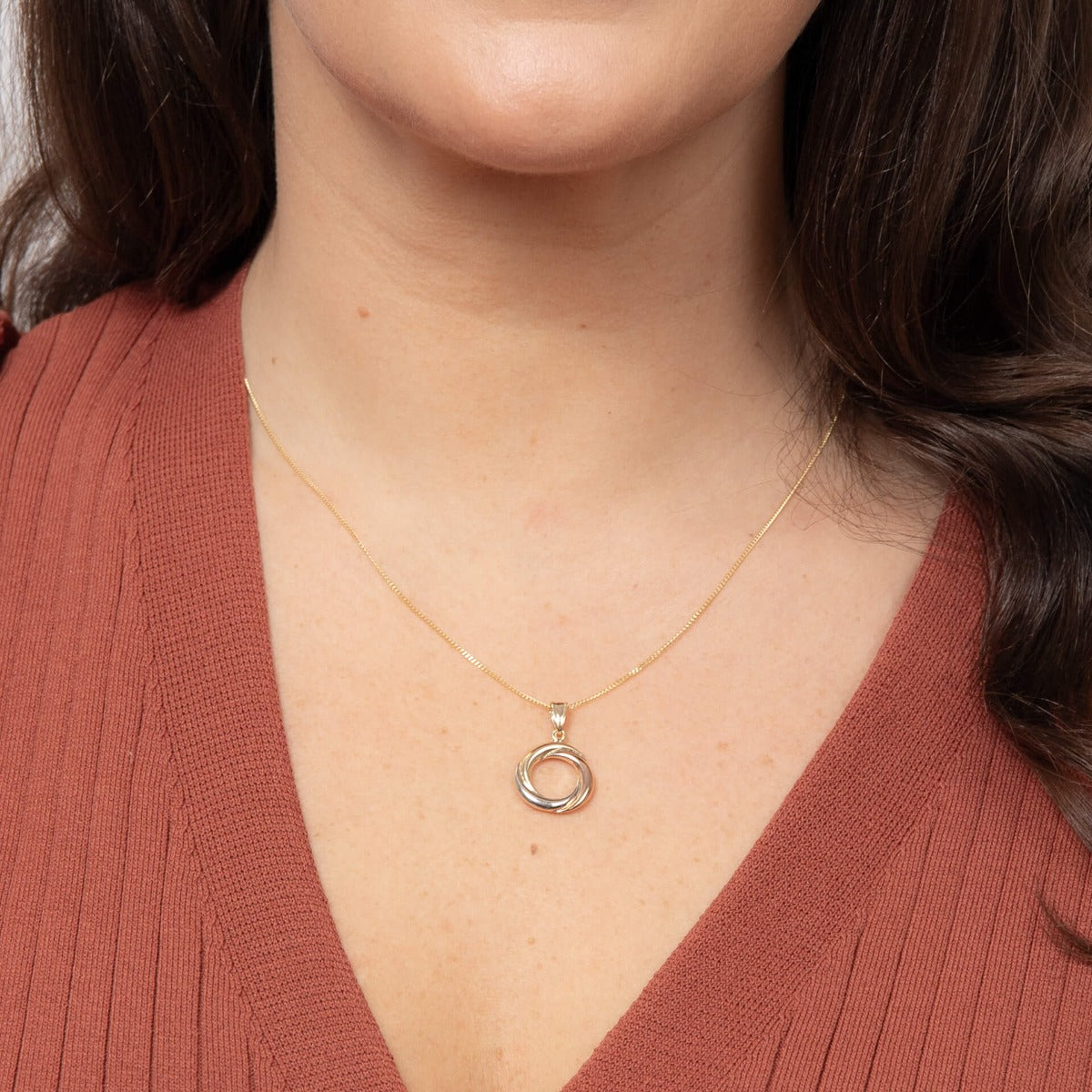 Tri-Metal Open Circle Pendant