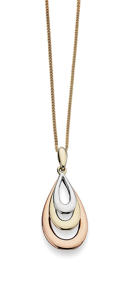 Tri-Metal Teardrop Pendant