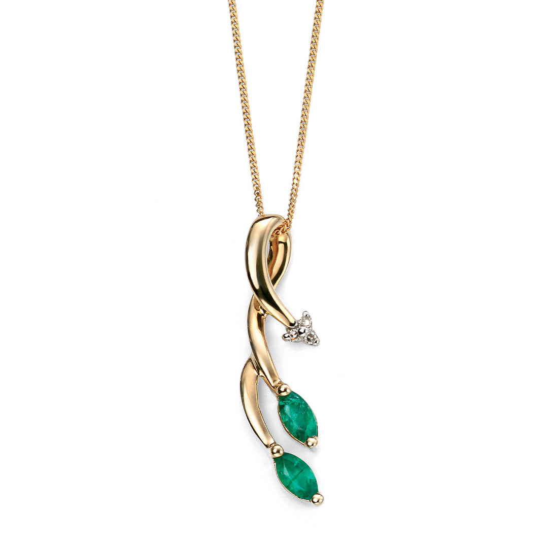 Vine Style Pendant with Emerald