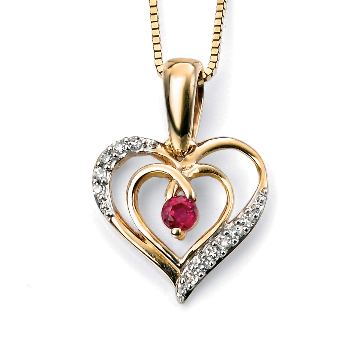 Open Heart Pendant with Ruby and Diamond