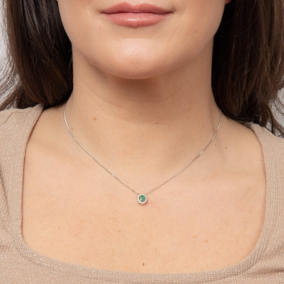 Precious Stone Pendant with Diamond Cluster Surround