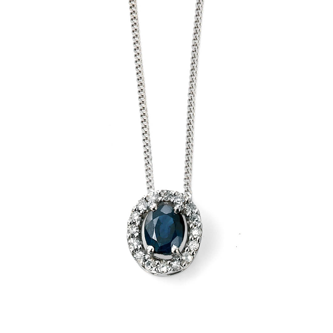 Precious Stone Pendant with Diamond Cluster Surround