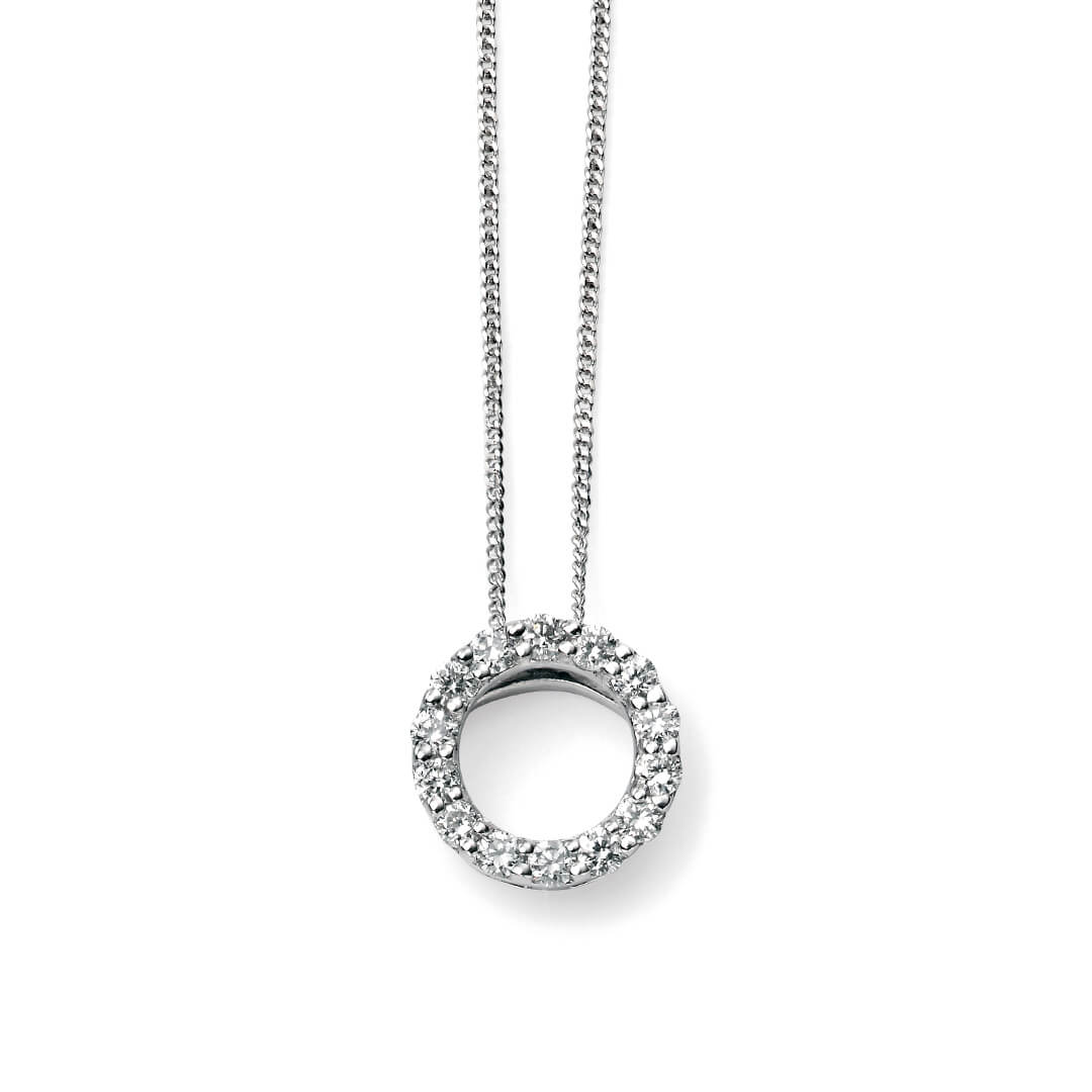 Open Circle Pendant with Diamonds