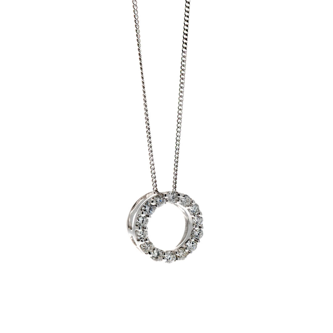 Open Circle Pendant with Diamonds