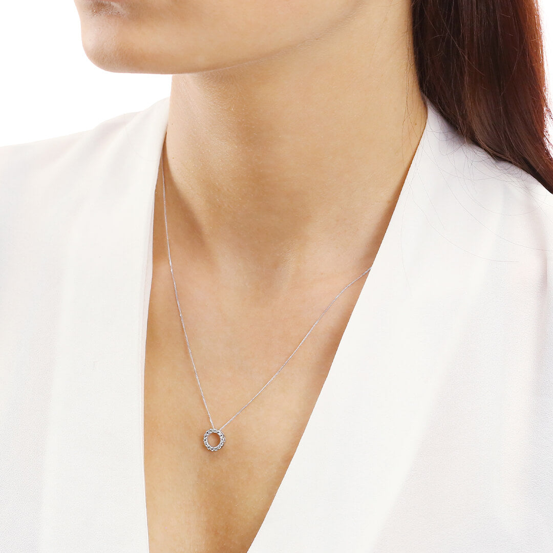 Open Circle Pendant with Diamonds