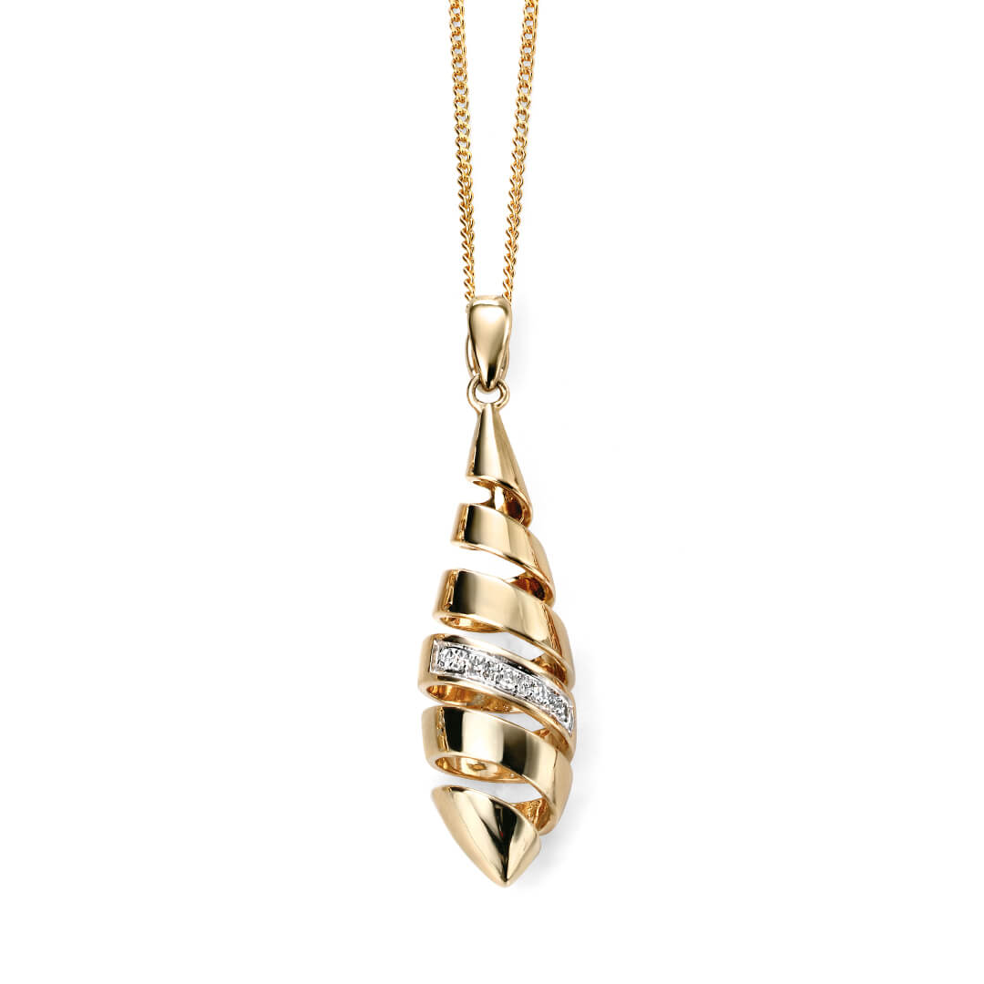 Spiral Drop Pendant with Diamond Detail