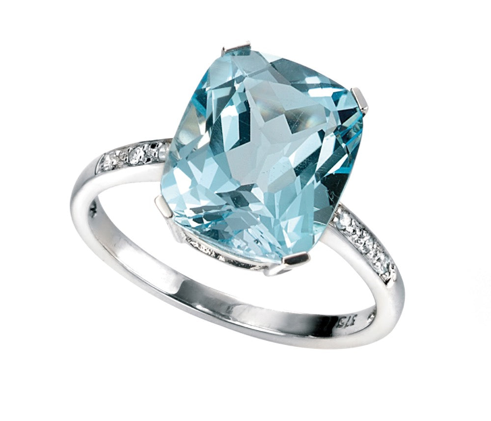 Semi-Precious Statement Ring with Diamond Shoulder