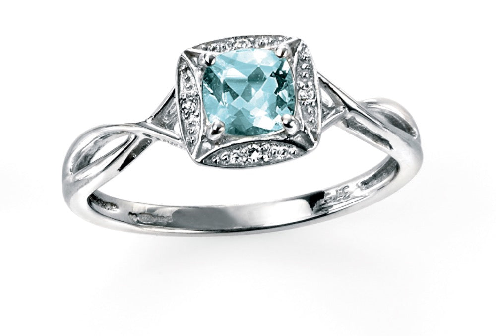 Semi-Precious Shoulder Twist Ring with Diamond Surround