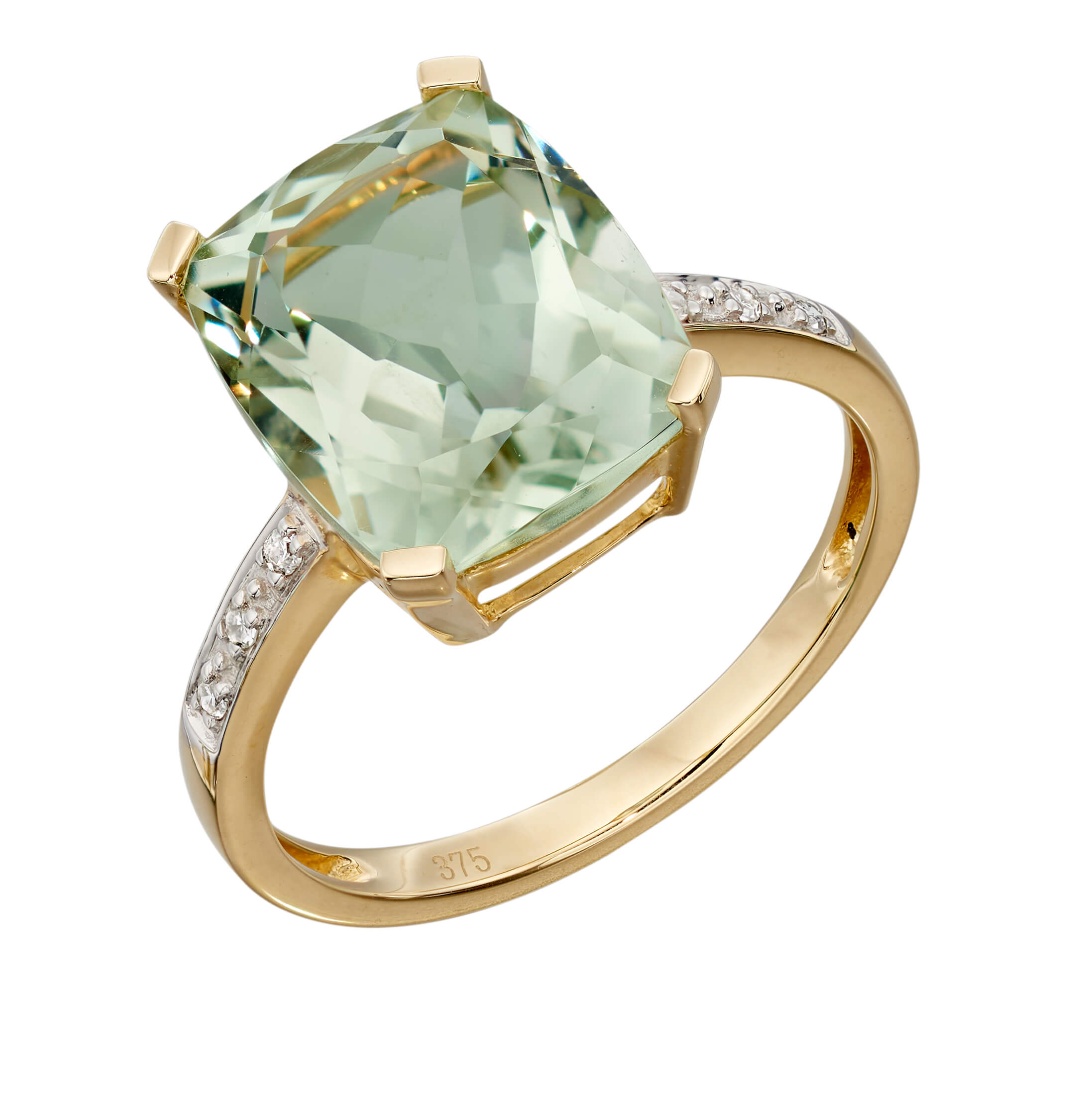 Semi-Precious Statement Ring with Diamond Shoulder