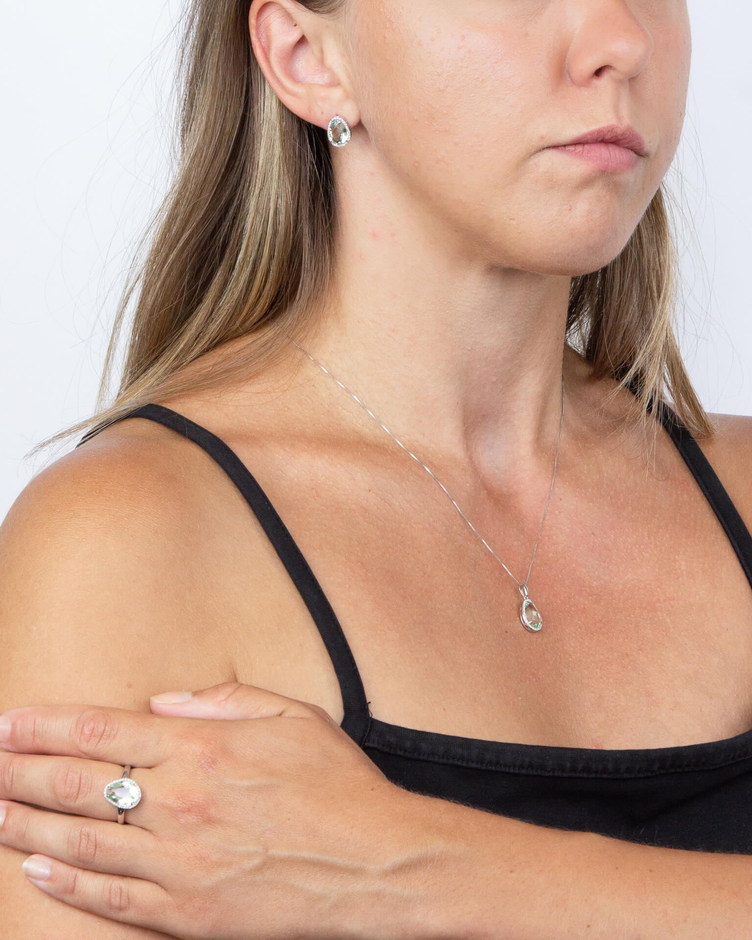 Irregular Shaped Semi-Precious Stone Stud Earrings