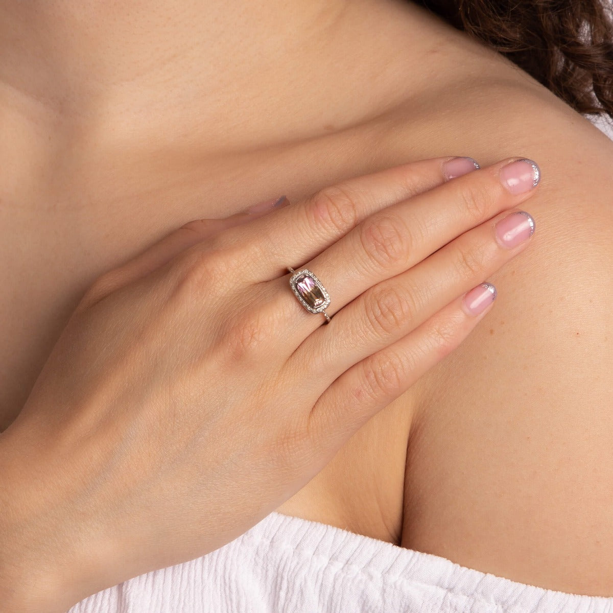 Elongated Semi-Precious Stone Ring