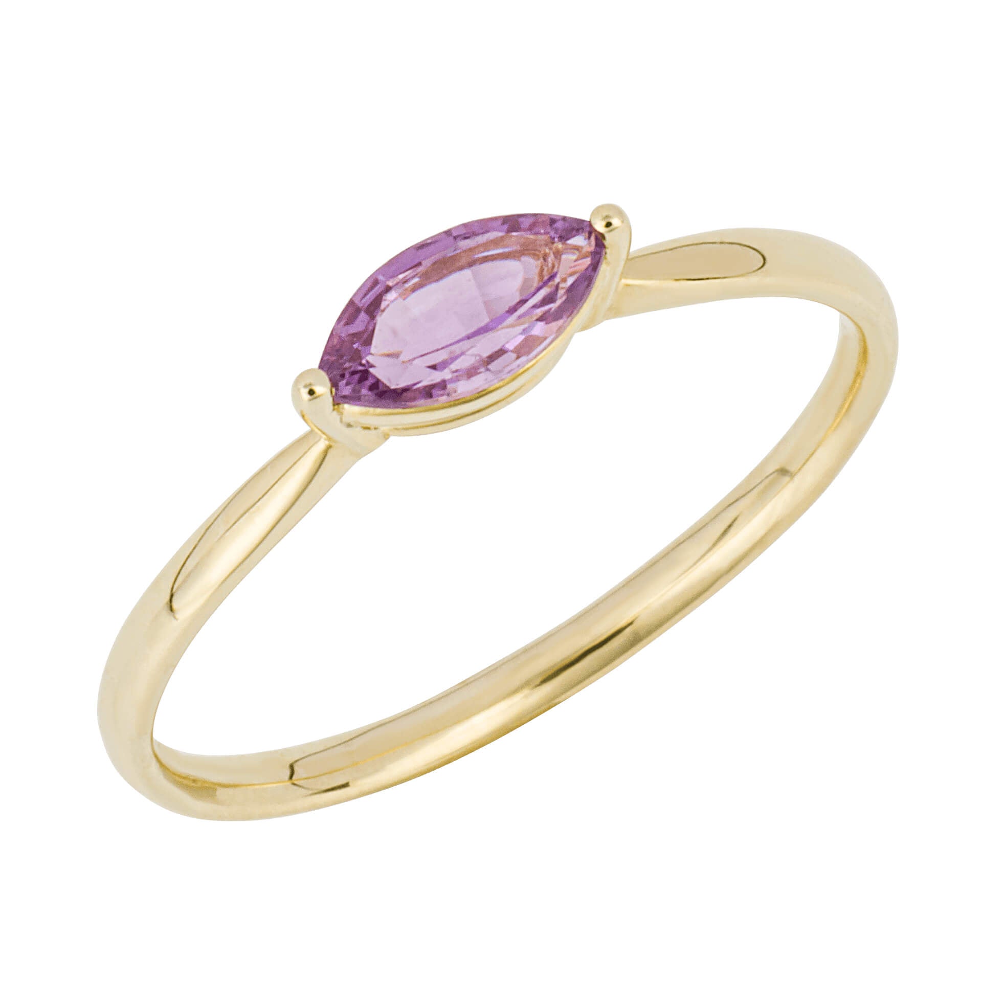 Navette Cut Purple Sapphire Ring