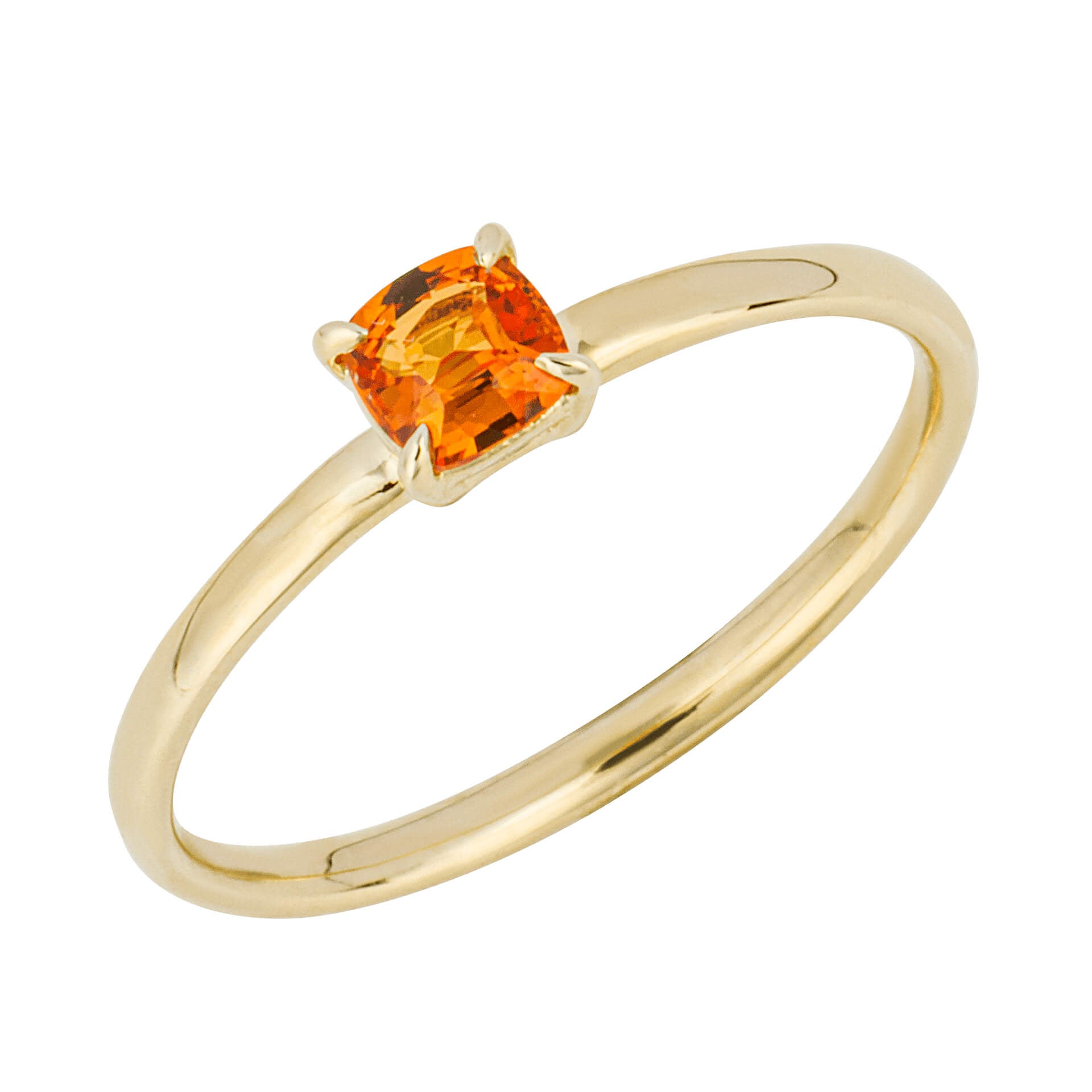 Cushion Cut Orange Sapphire Ring