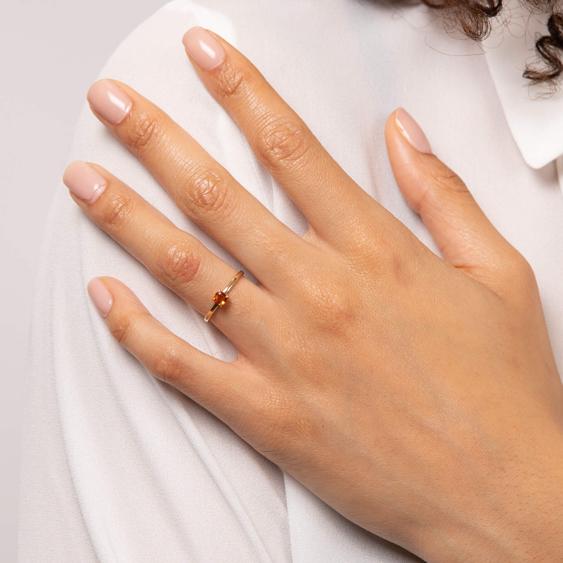 Cushion Cut Orange Sapphire Ring