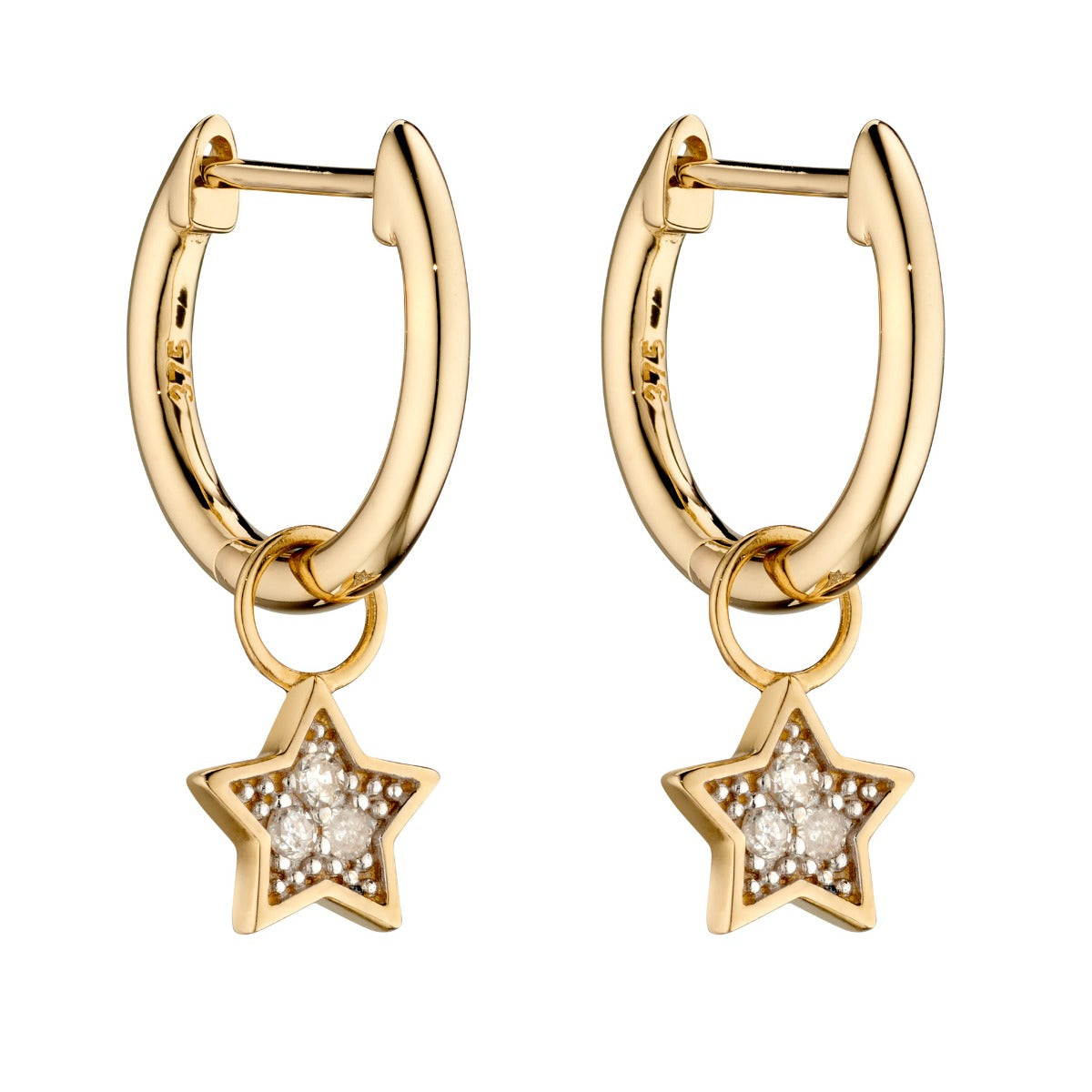 Star Shaped Diamond Hoop Earring Charms