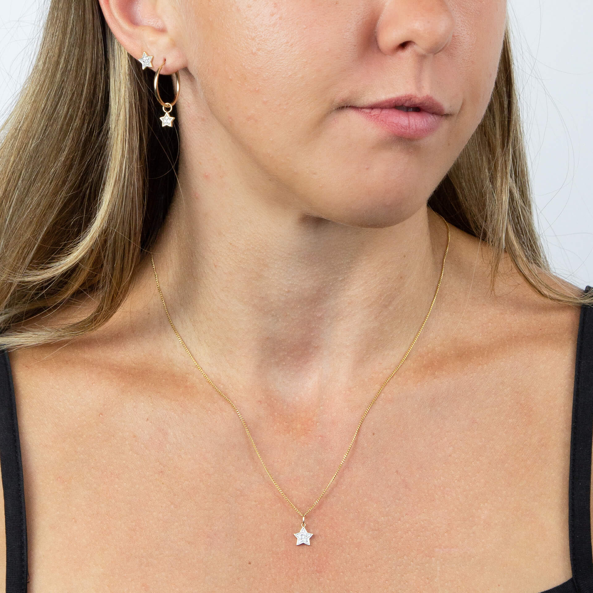 Star Shaped Diamond Hoop Earring Charms