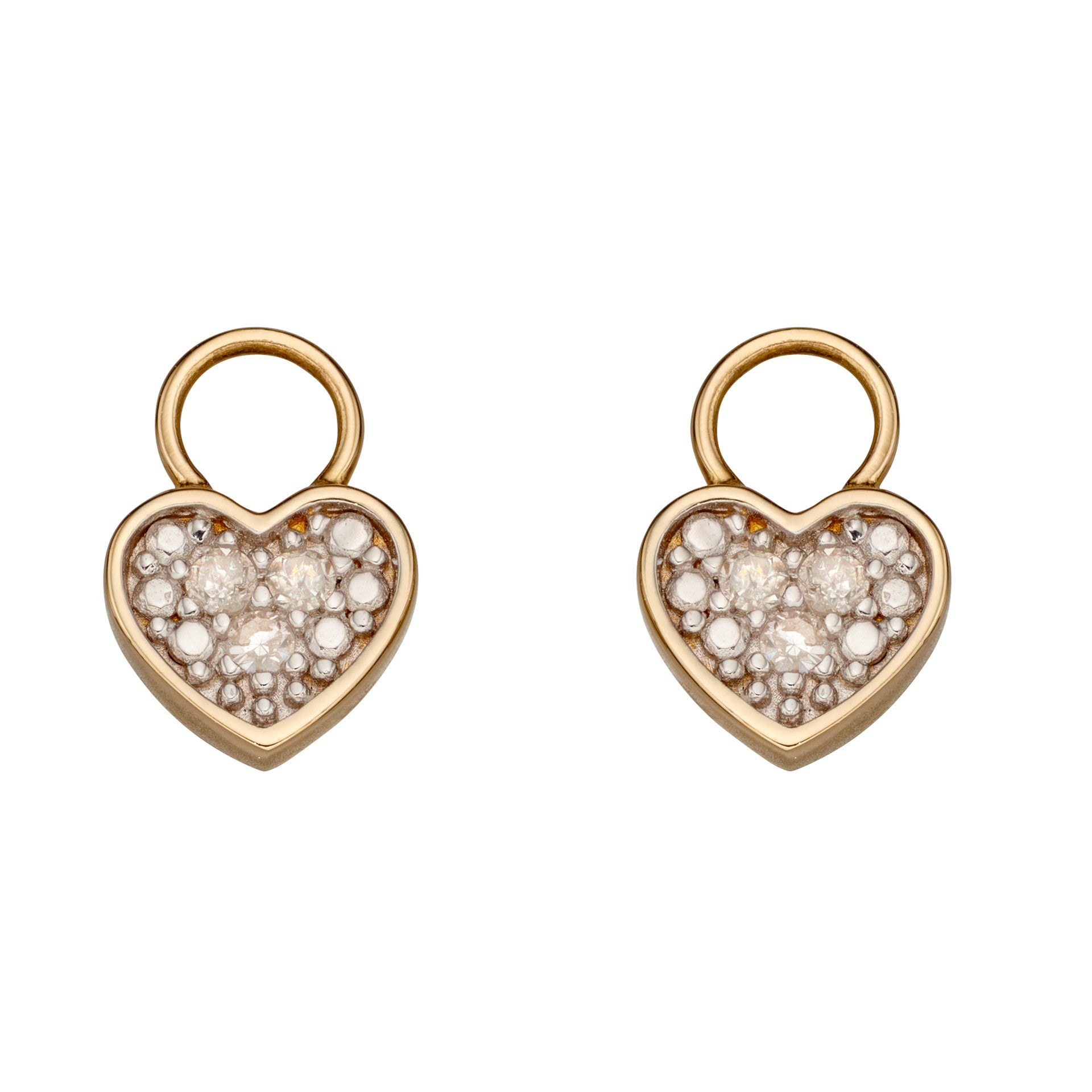 Heart Shaped Diamond Hoop Earring Charms