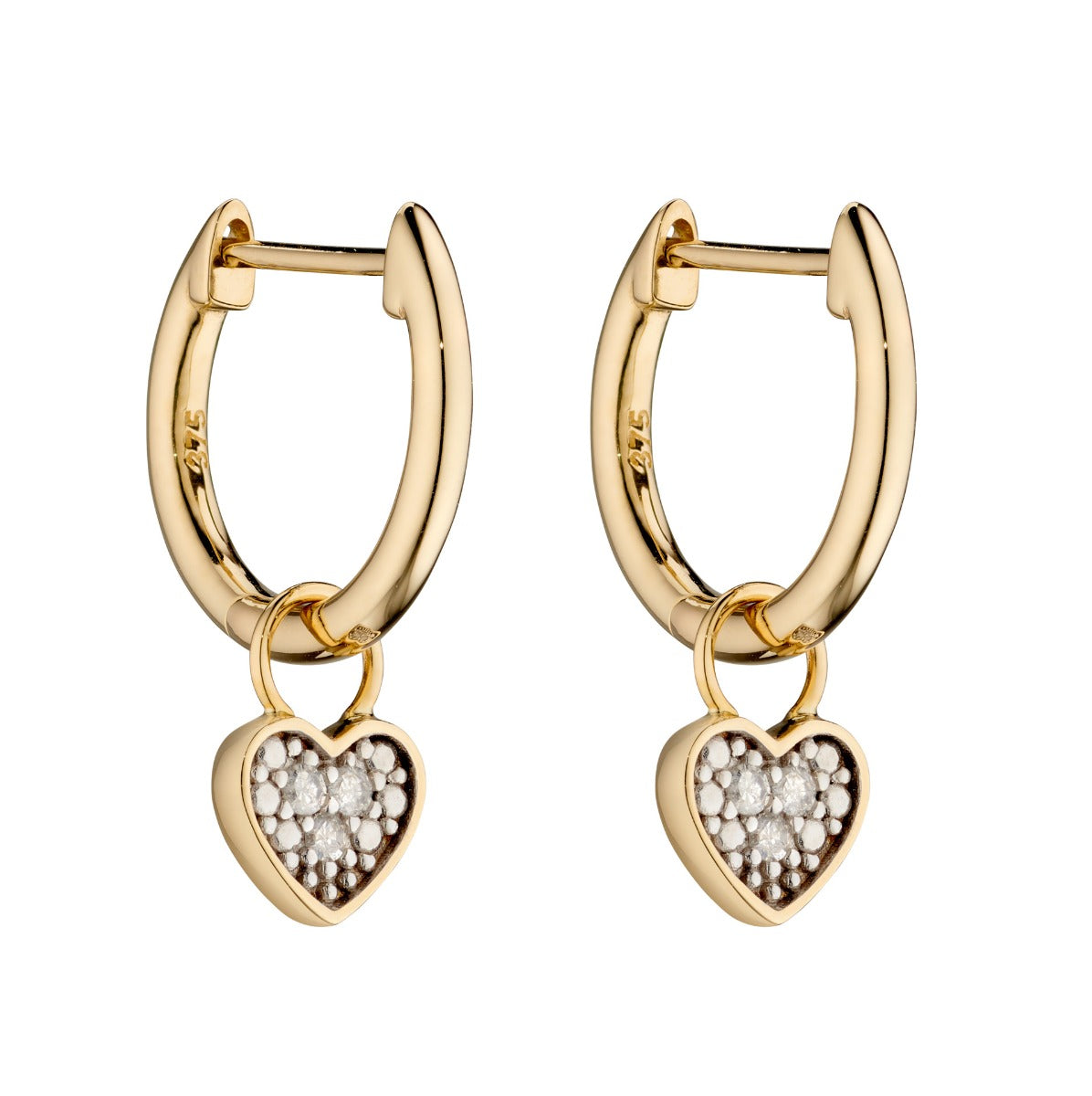 Heart Shaped Diamond Hoop Earring Charms