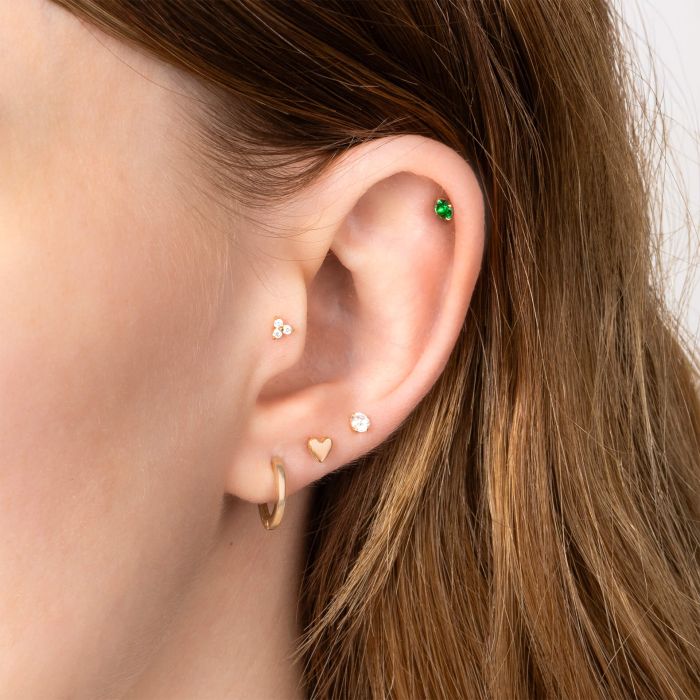 Plain Heart Labret Stud Earring