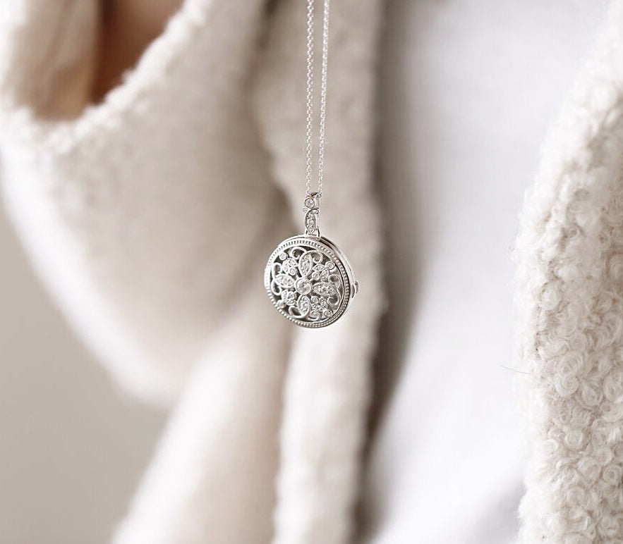 Round Medallion Filigree Locket