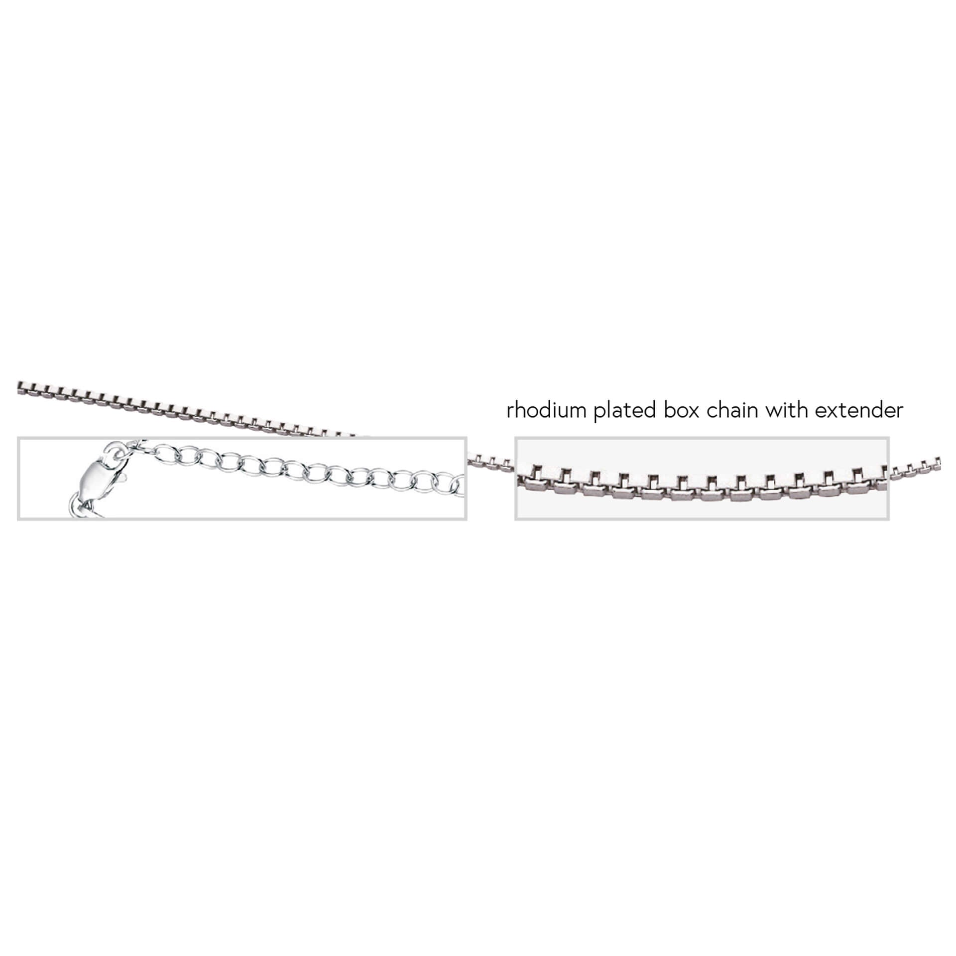 Rhodium Plated Box Chain with Extender 46cm-51cm