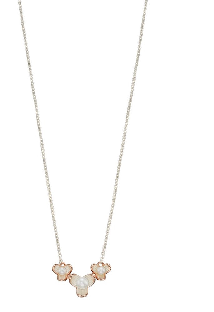 Rose Gold and Pearl Flower Necklace