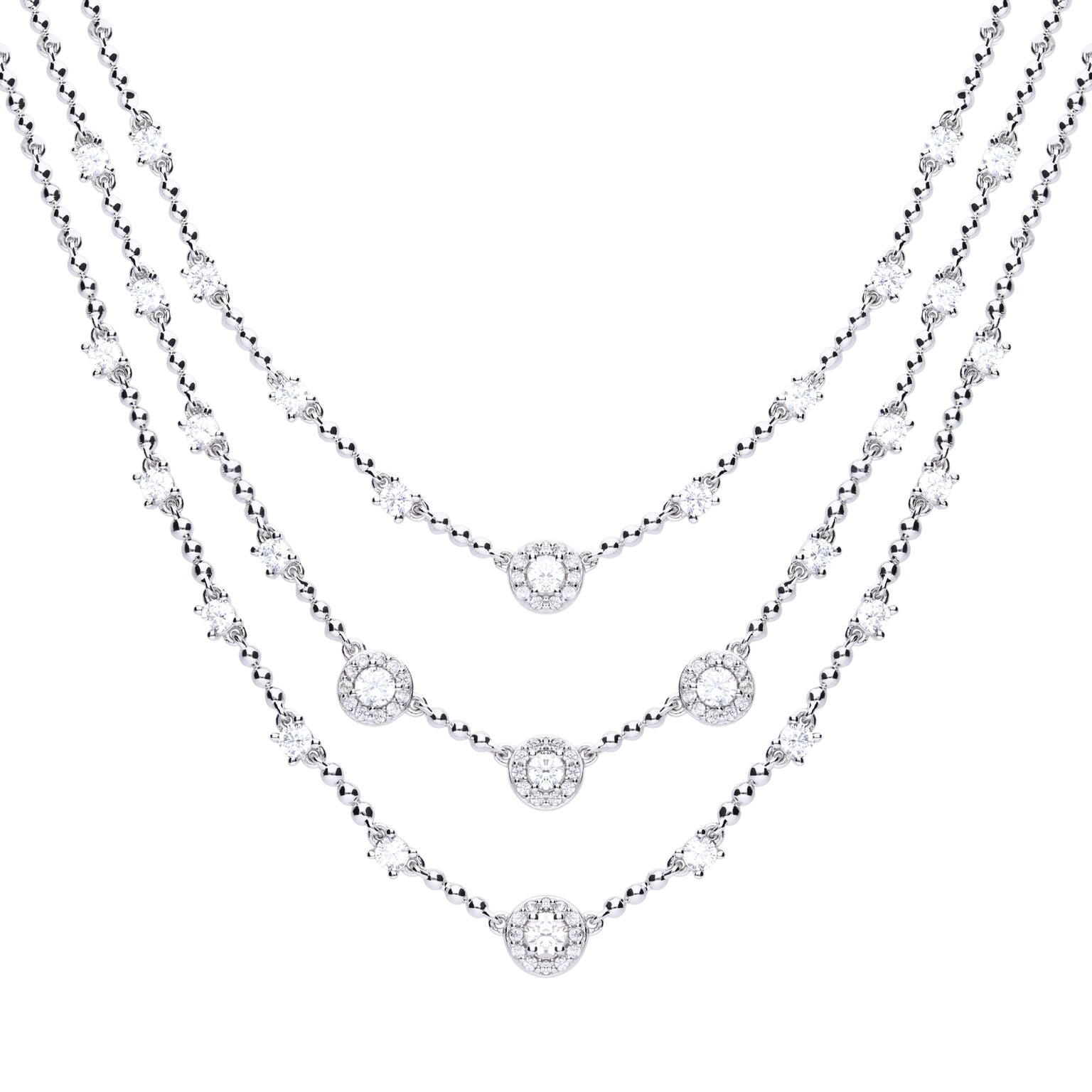Multi-Strand Zirconia Cocktail Necklace