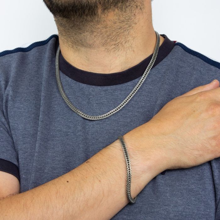 Oxidised Foxtail Chain Bracelet