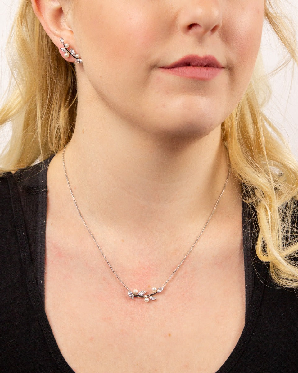 Crawler Earrings with Pearls and Zirconia