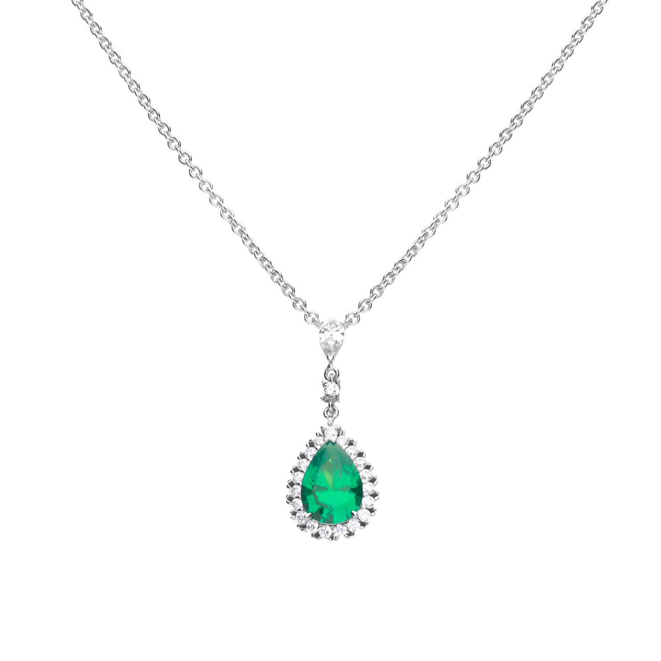 Teardrop and Pave Surround Necklace