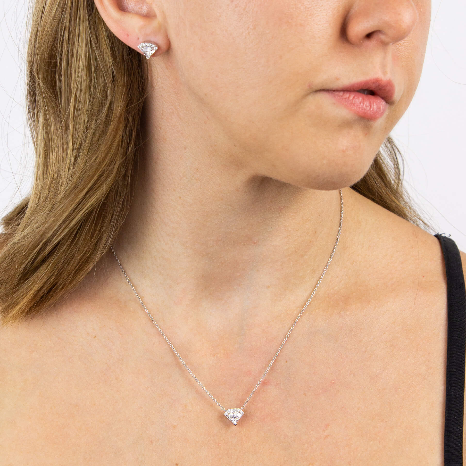 Diamond Shaped Zirconia Stud Earrings