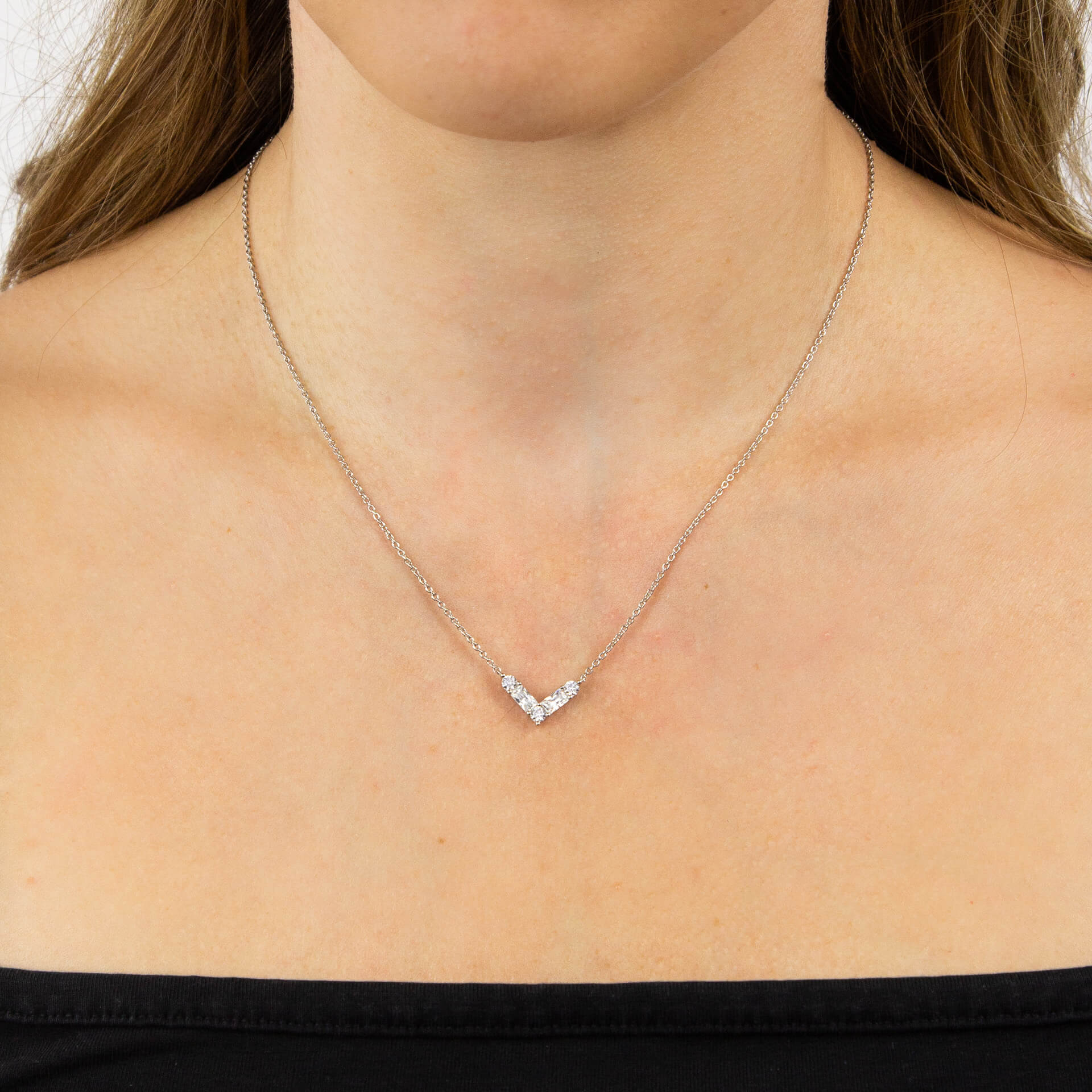 V Shaped Zirconia Necklace