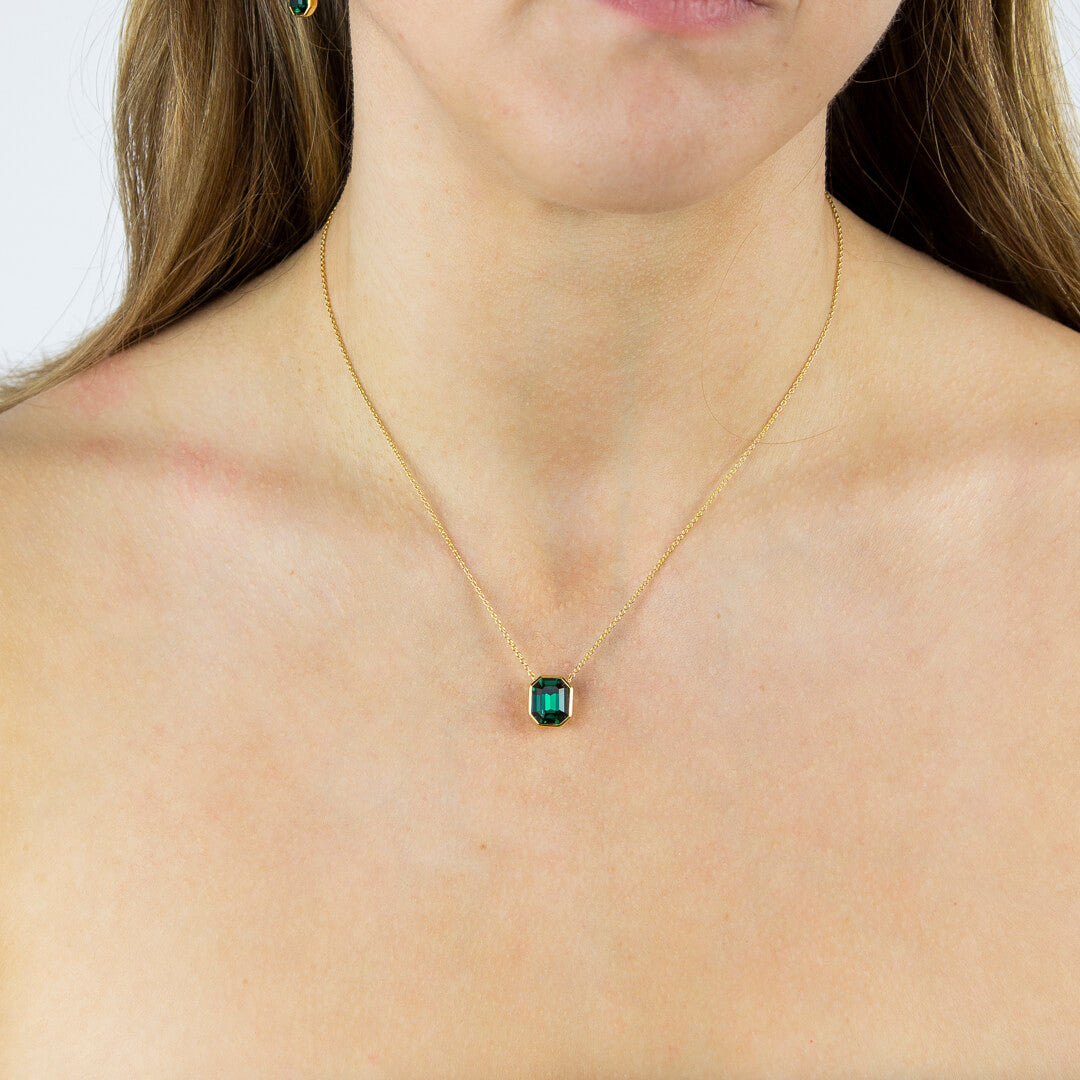 Elongated Octagon Crystal Necklace