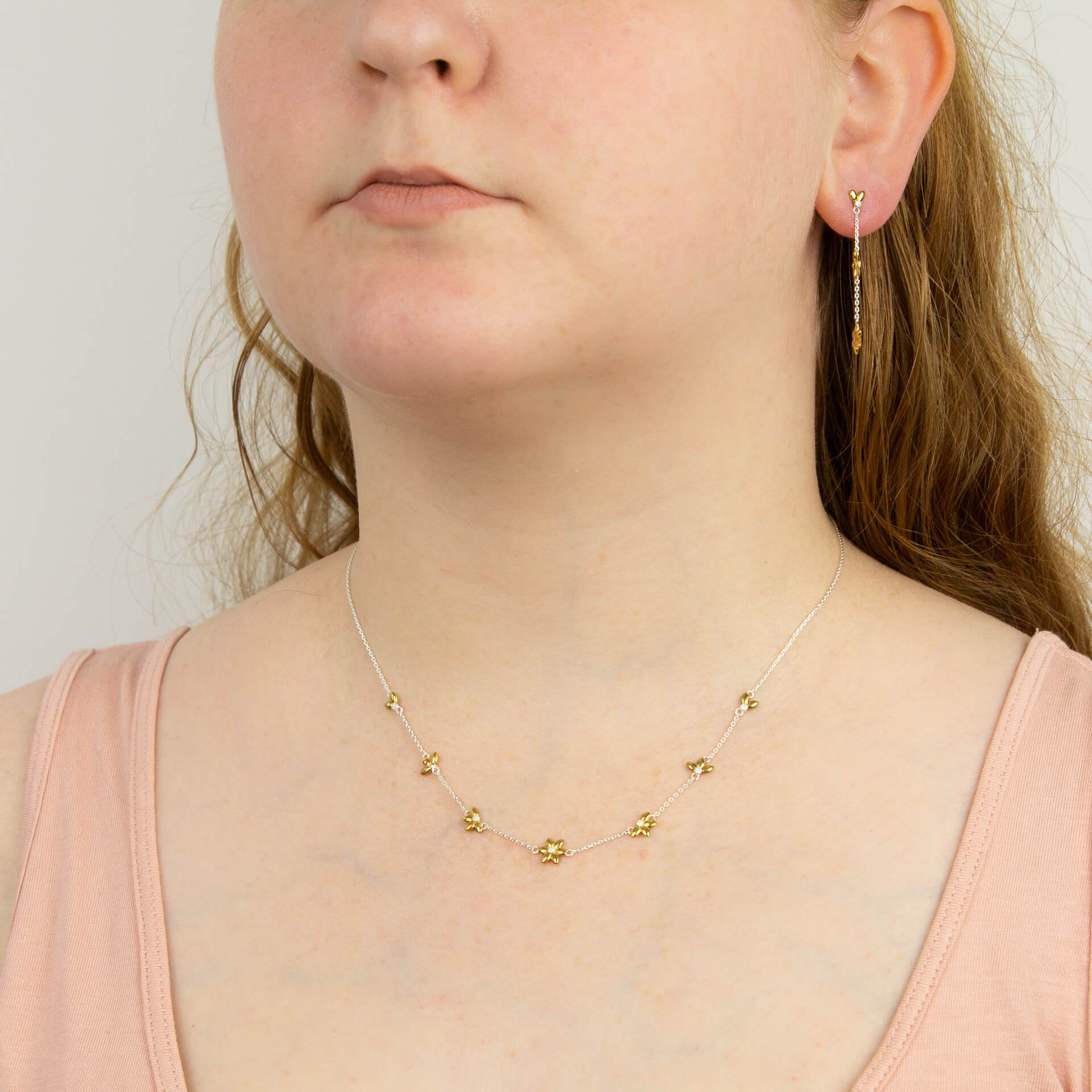 Sunflower Drop Earrings with Yellow Gold Plating